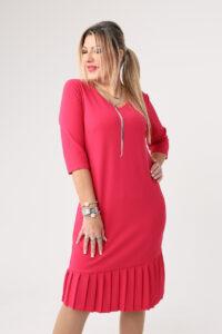 Sukienka plisowana PLUS SIZE malinowa 44–54