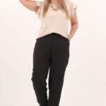 lniane spodnie z wysokim stanem czarne