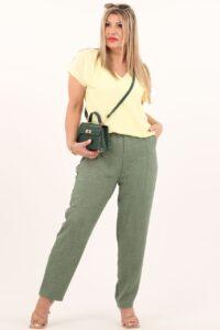 A'la lniane spodnie z wysokim stanem zielone