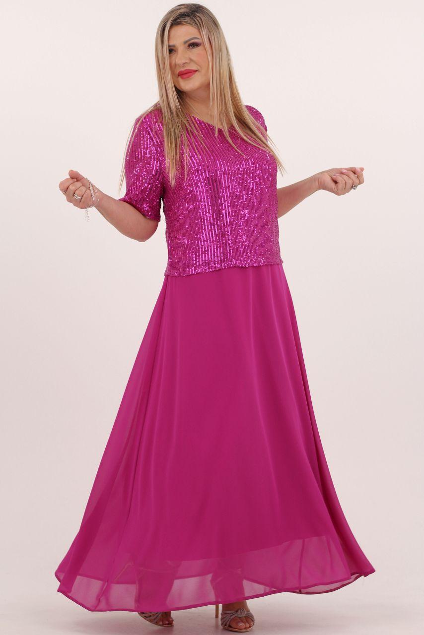 Beżowa cekinowa sukienka plus size