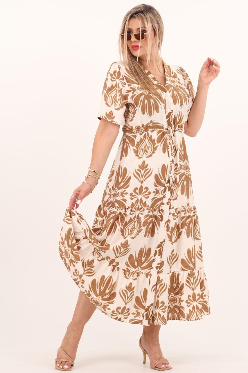 brązowa bawełniana sukienka z guzikami