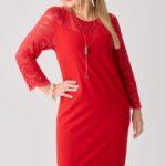 Elegancka sukienka z koronką czerwona