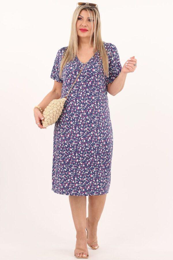 Fioletowa sukienka damska w kwiaty