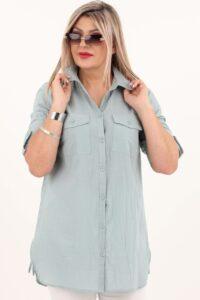 Miętowa koszula z guzikami