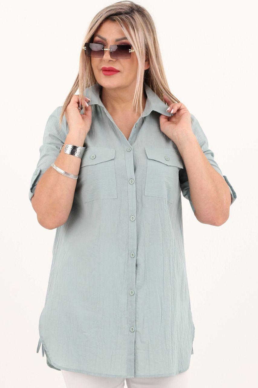 Miętowa koszula z guzikami