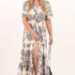 Letnia niebieska bawełniana sukienka z guzikami