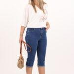 Spodnie jeansowe rybaczki damskie plus size