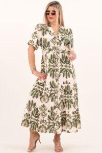 Letnia zielona bawełniana sukienka z guzikami