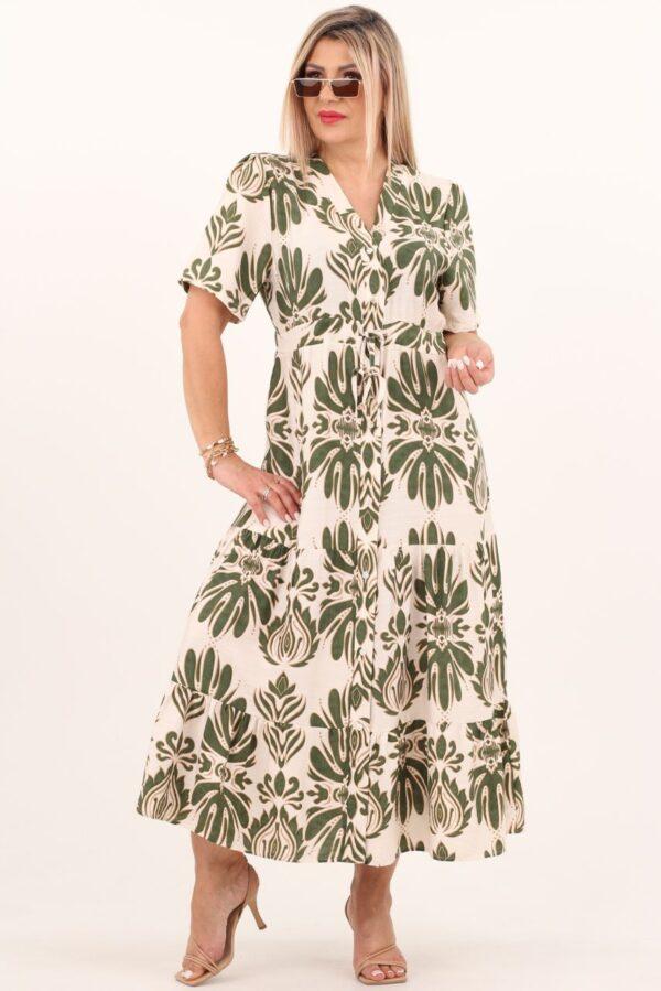 Letnia zielona bawełniana sukienka z guzikami