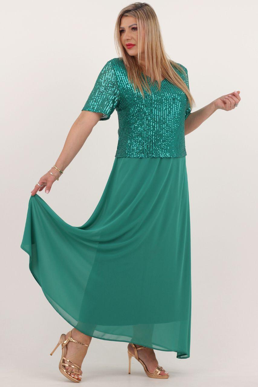 Zielona cekinowa sukienka plus size