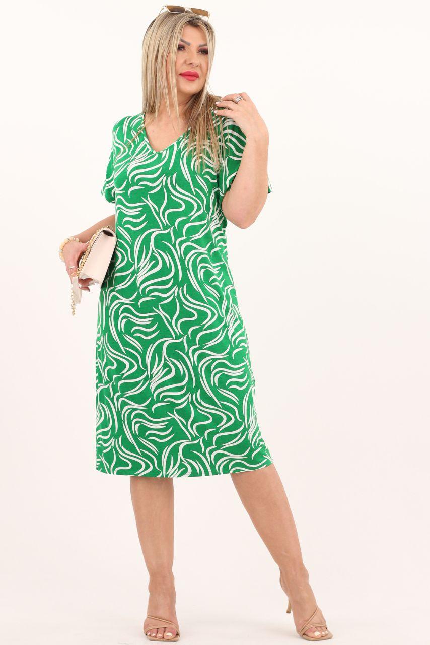Zielona sukienka damska we wzory