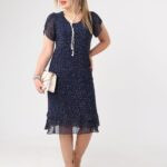 Letnia zwiewna koktajlowa sukienka duże rozmiary w groszki