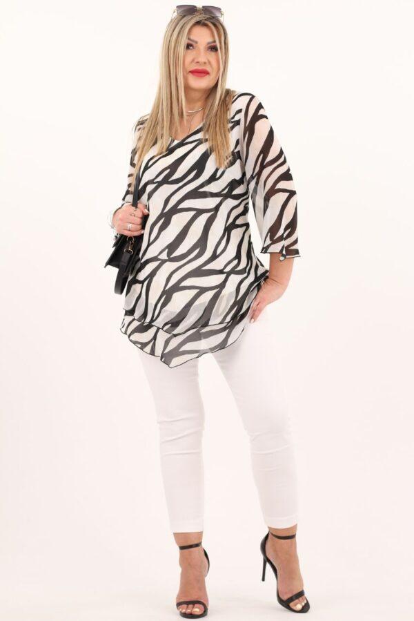 Zwiewna szyfonowa tunika w zebrę