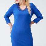 Elegancka sukienka gipiura chabrowa