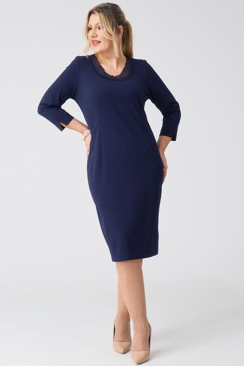 Elegancka sukienka gipiura granatowa