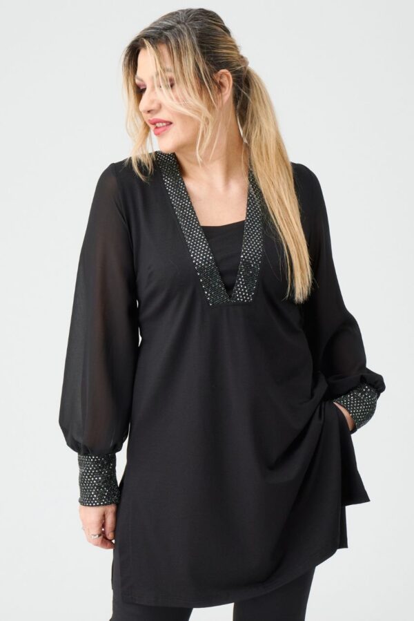 Tunika wizytowa plus size czarna – elegancka tunika damska XXL