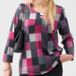 Dzianinowa bluzka sweterkowa plus size różowa 42-50