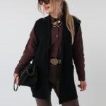 Dzianinowa kamizelka damska PLUS SIZE czarna 42-46