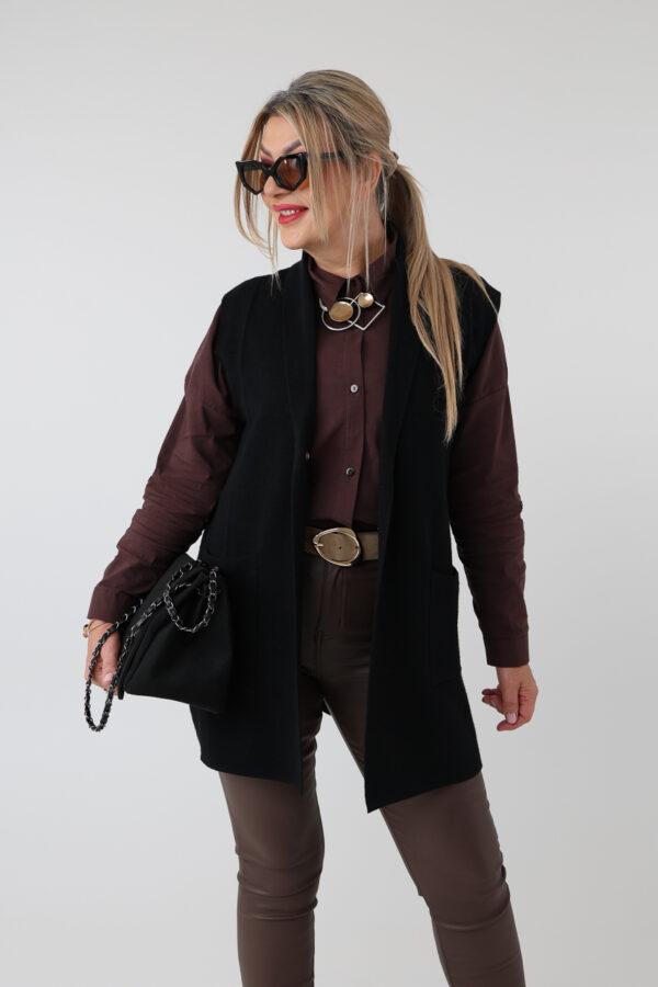 Dzianinowa kamizelka damska PLUS SIZE czarna 42-46