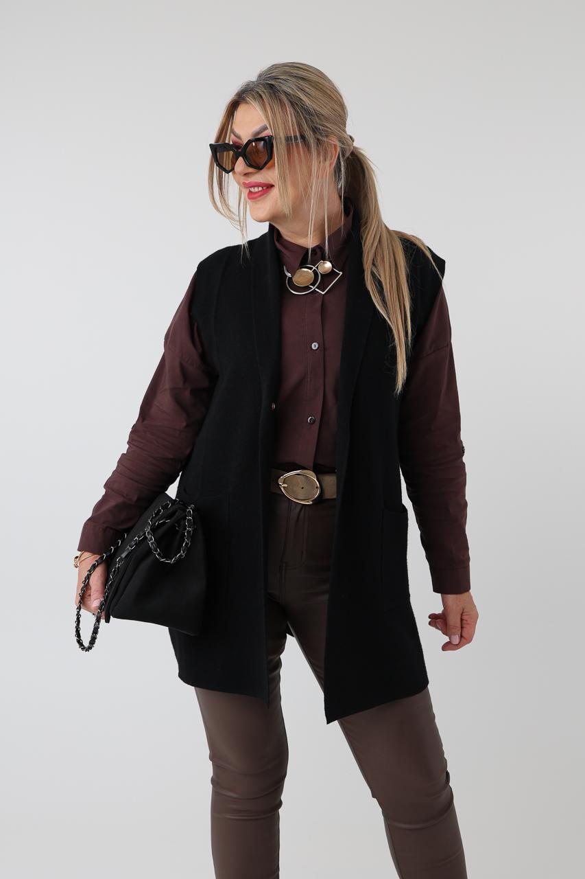 Dzianinowa kamizelka damska PLUS SIZE czarna 42-46
