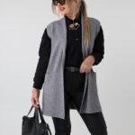 Dzianinowa kamizelka damska PLUS SIZE szara 42-46