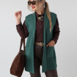 Dzianinowa kamizelka damska PLUS SIZE zielona 42-46