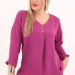 Bluzka damska XXL amarantowa – moda dla puszystych pań