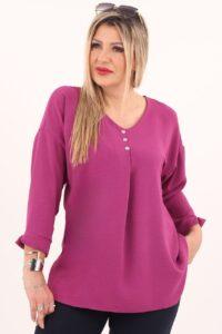 Bluzka damska XXL amarantowa – moda dla puszystych pań