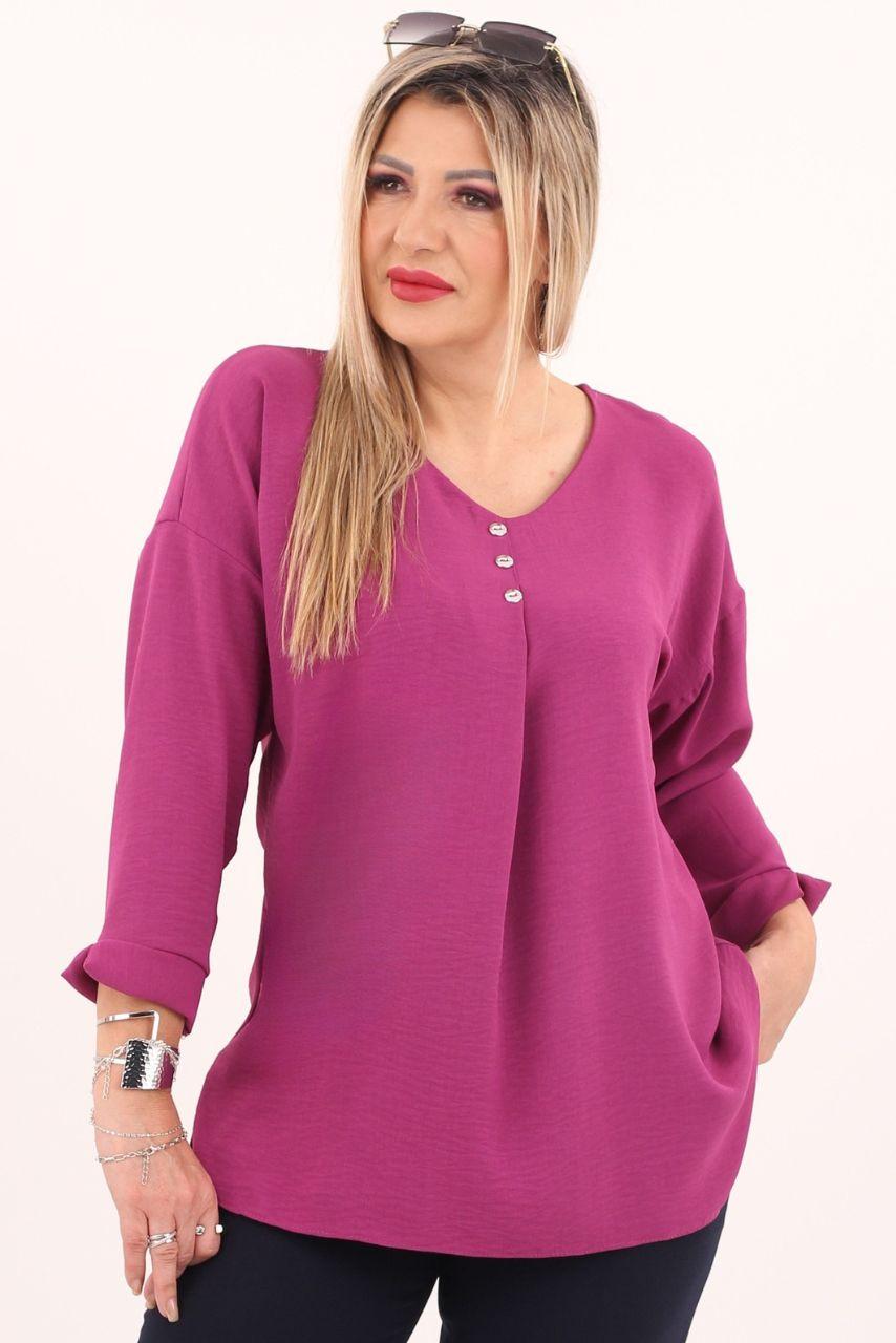 Bluzka damska XXL amarantowa – moda dla puszystych pań