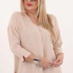 Bluzka damska XXL beżowa – moda dla puszystych pań