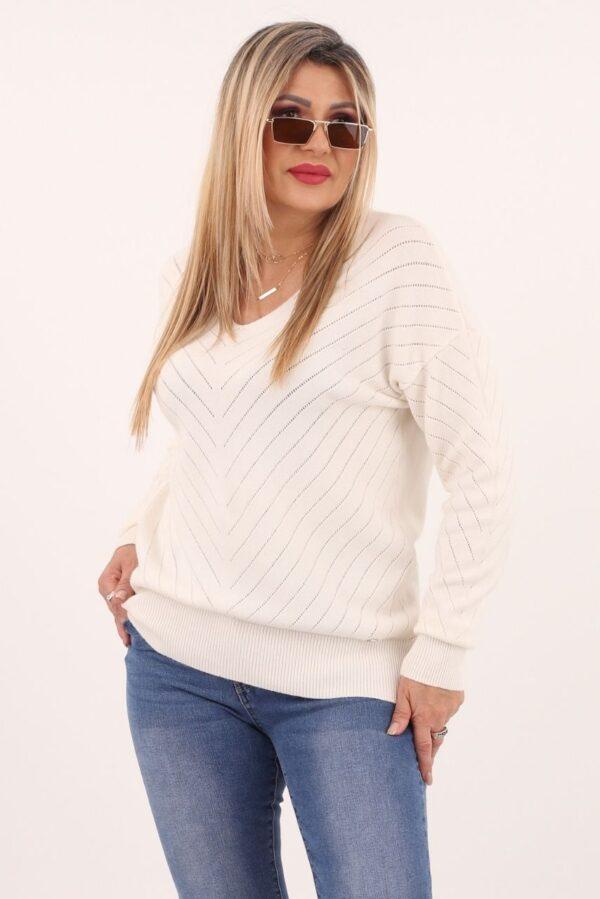 Biały sweter damski ażurowy