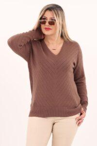 Brązowy sweter damski ażurowy