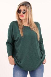 Butelkowy sweter z dekoltem w łódkę