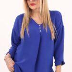 Bluzka damska XXL chabrowa – moda dla puszystych pań