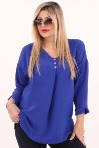 Bluzka damska XXL chabrowa – moda dla puszystych pań