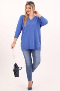 Chabrowy sweter w serek damski