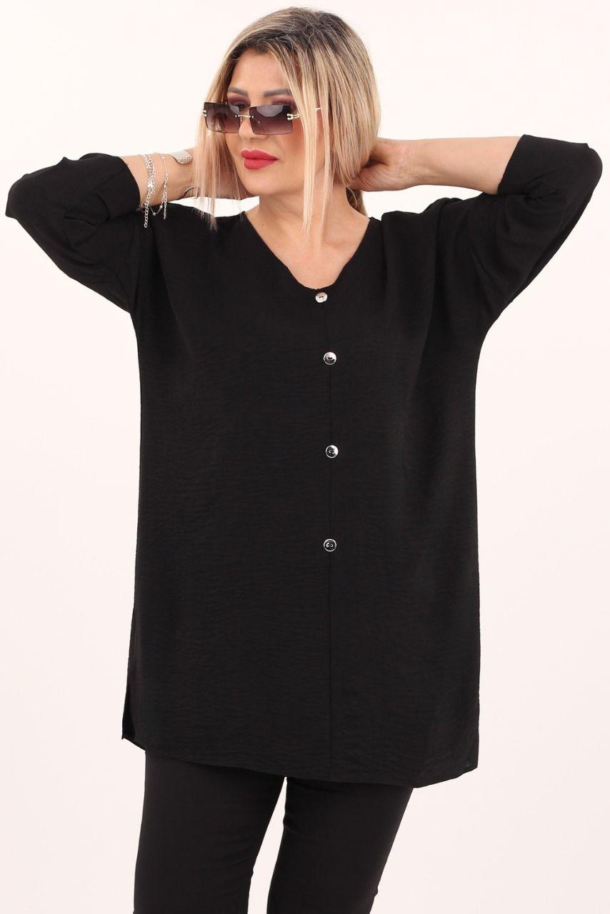 Czarna tunika z guzikami