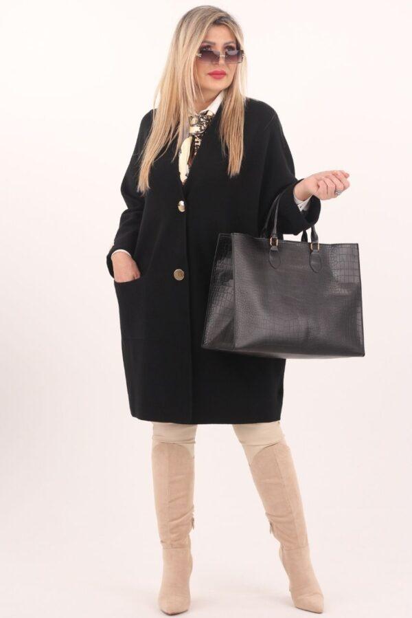 Czarny kardigan damski elegancki długi
