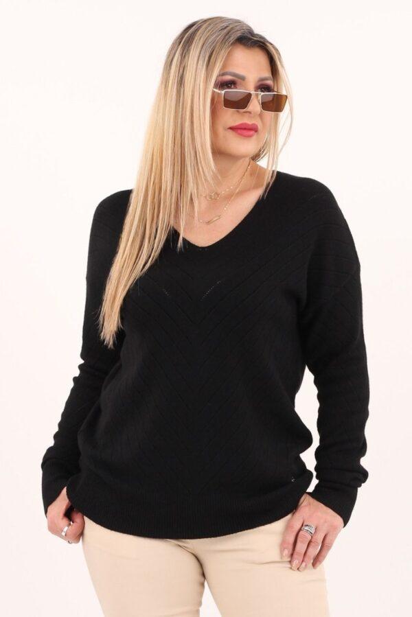 Czarny sweter damski ażurowy