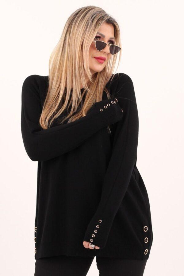 Zielony sweter damski z ozdobnymi guzikami