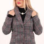 Damska marynarka w kratę bordowa