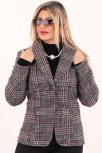 Damska marynarka w kratę bordowa