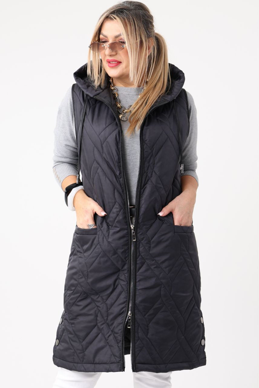 Długa kamizelka PLUS SIZE czarna 44-52