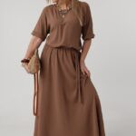Elegancka sukienka maxi brązowa