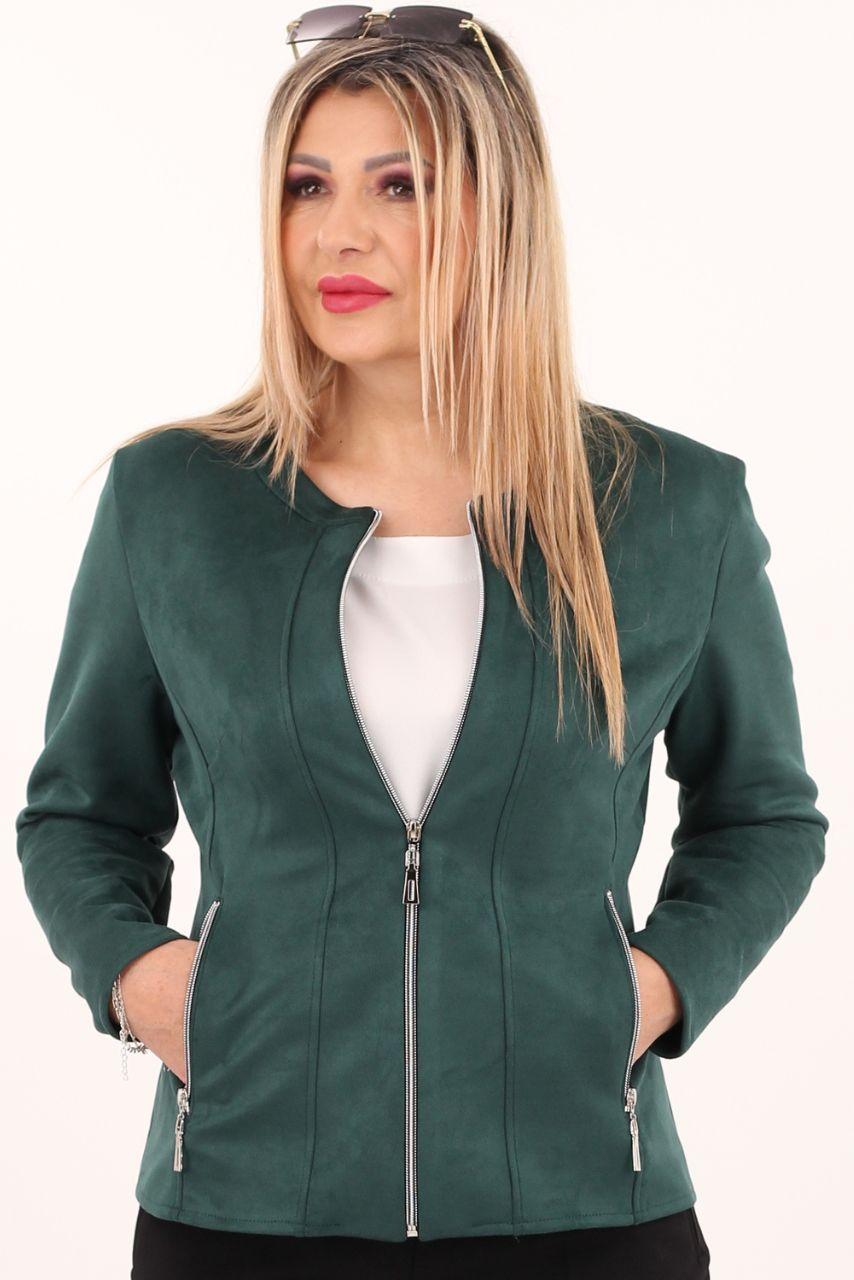 Zielony żakiet damski XXL plus size dla puszystych kobiet