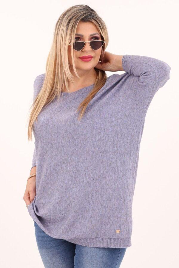 Fioletowy sweter z dekoltem w łódkę