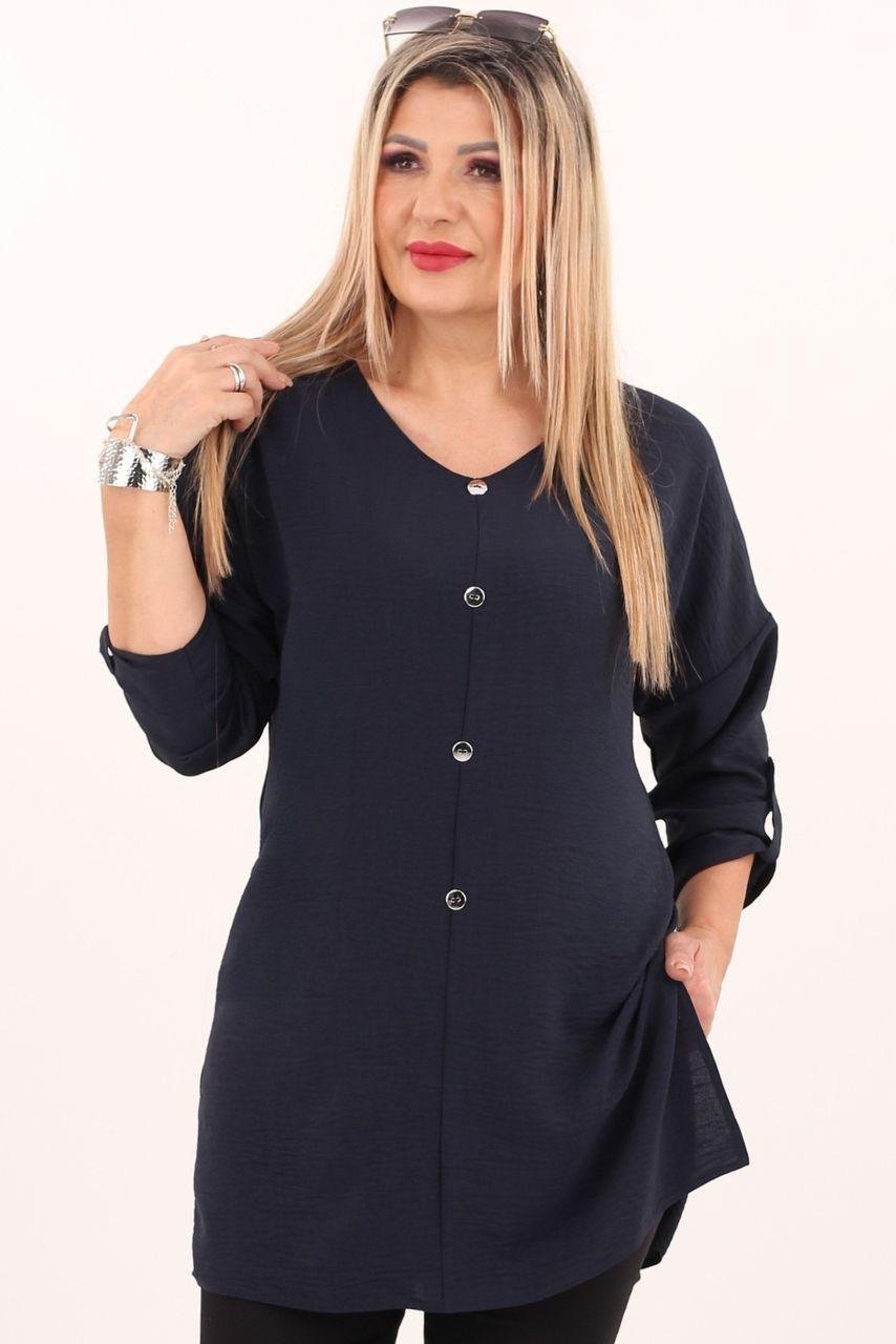 Granatowa tunika z guzikami