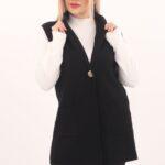 Kamizelka w dużym rozmiarze czarna dzianinowa dla kobiet