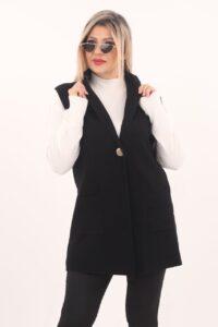 Kamizelka w dużym rozmiarze czarna dzianinowa dla kobiet