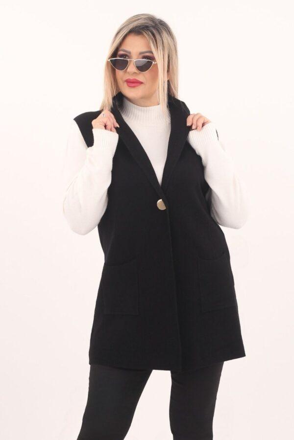 Kamizelka w dużym rozmiarze czarna dzianinowa dla kobiet